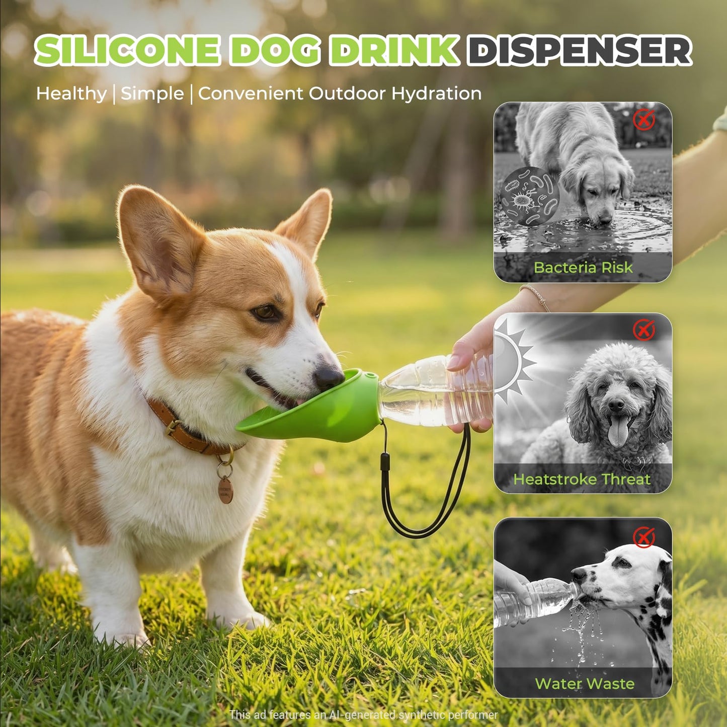 Portable Dog Water Bottle with Foldable Travel Bowl