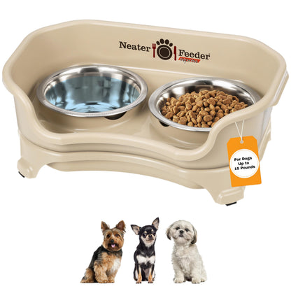 Neater Feeder - Express Model - Mess-Proof Cat & Dog Bowls – Made in USA – Elevated, No Spill, Non-Tip, Non-Slip, Raised Stainless Steel Food & Water Pet Bowls