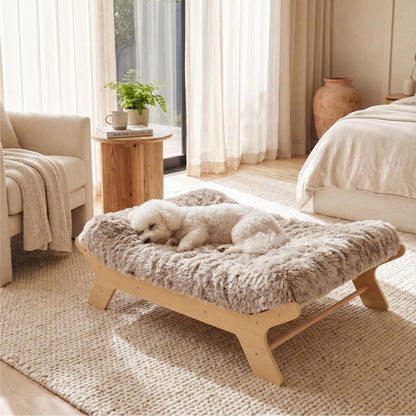 Muihood Elevated Wood Dog Bed Frame with Foam Mattress
