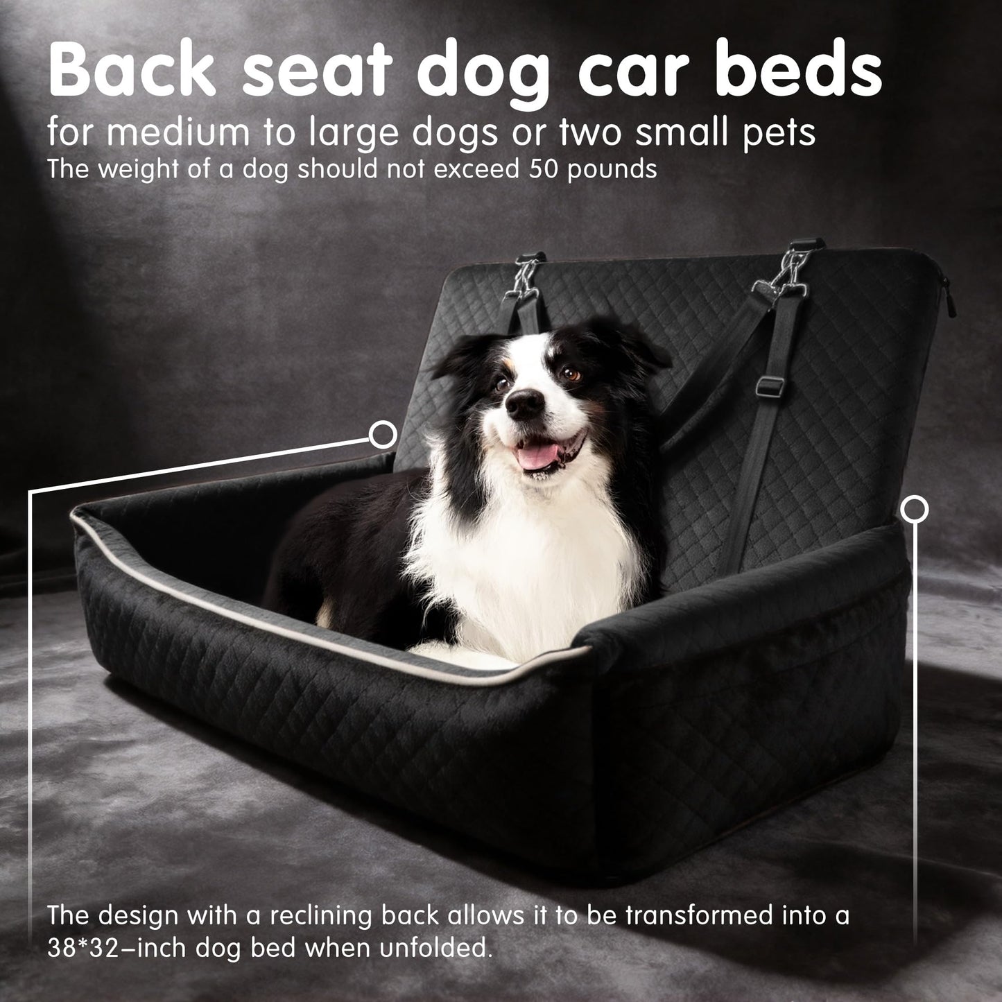 Dog Travel Car Seat-Bed for Medium&Large Pets