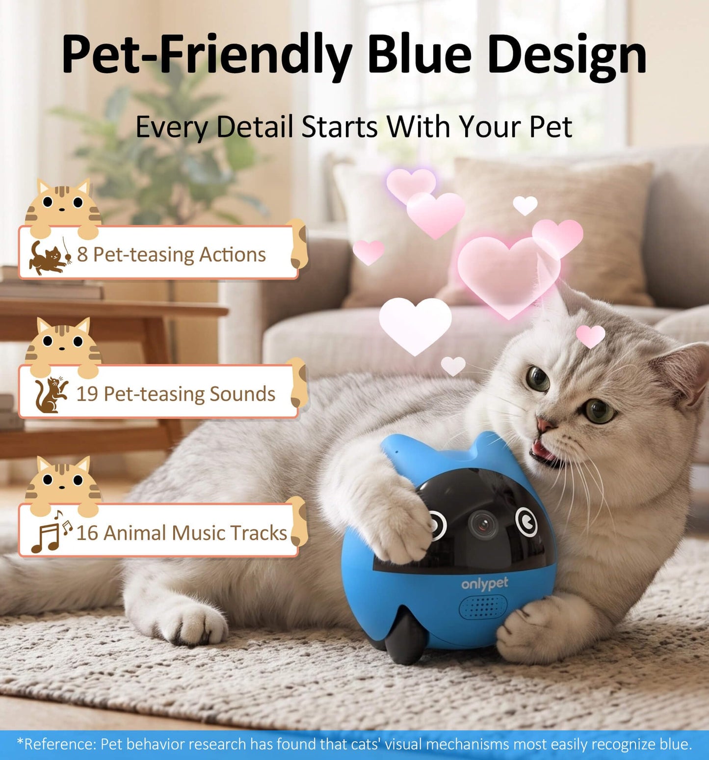 onlypet Pet Camera Indoor with Phone App, AI Pet Cam Robot for Cats & Dogs