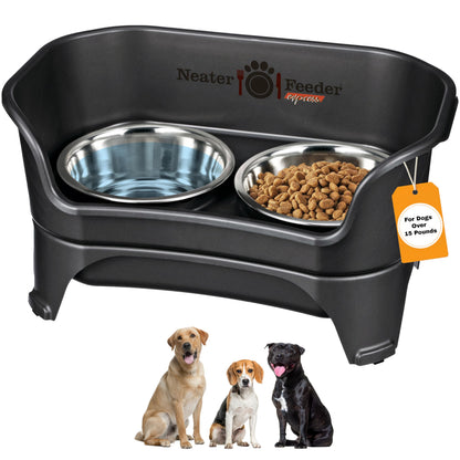 Neater Feeder - Express Model - Mess-Proof Cat & Dog Bowls – Made in USA – Elevated, No Spill, Non-Tip, Non-Slip, Raised Stainless Steel Food & Water Pet Bowls