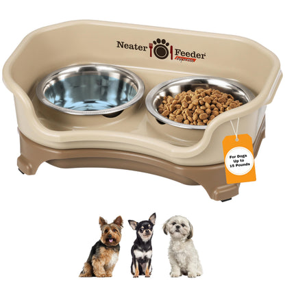 Neater Feeder - Express Model - Mess-Proof Cat & Dog Bowls – Made in USA – Elevated, No Spill, Non-Tip, Non-Slip, Raised Stainless Steel Food & Water Pet Bowls