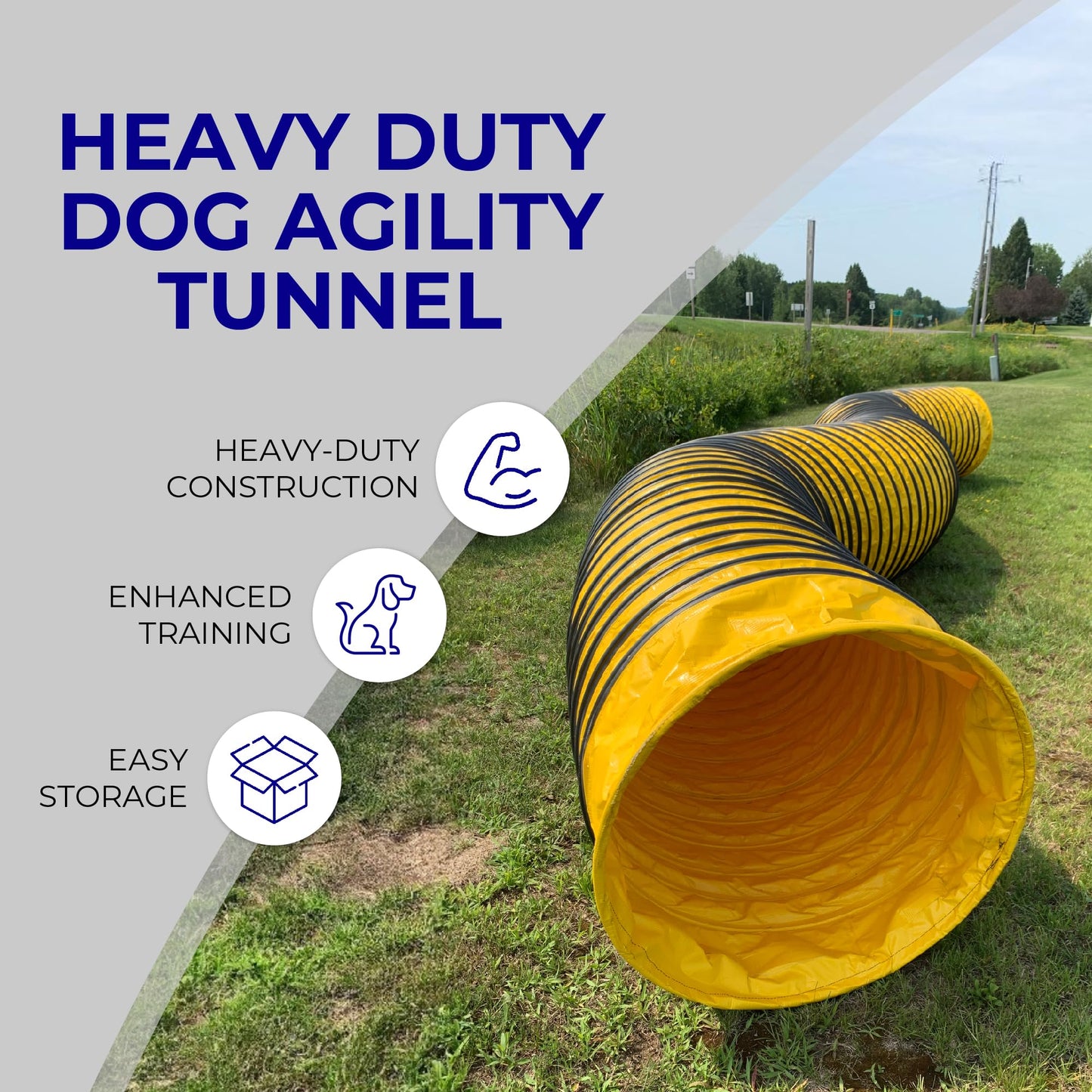 ActiveDogs Dog Agility Tunnel, Heavy Duty Dog Training Equipment, 20 ft