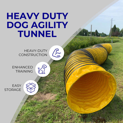 ActiveDogs Dog Agility Tunnel, Heavy Duty Dog Training Equipment, 20 ft