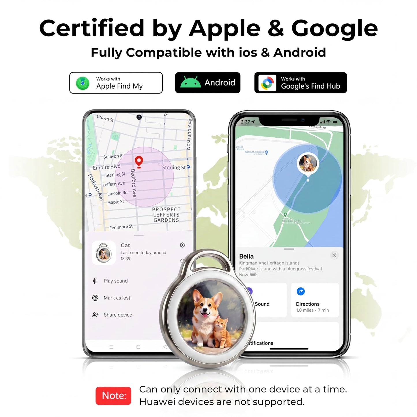 GPS Pet Tracker for Dogs & Cats White