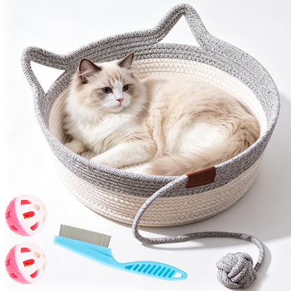 Handwoven Cat Basket Bed with Cozy Indoor Design