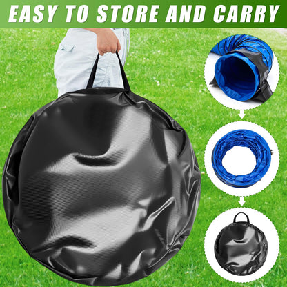 Briwooody 24 in 10 Foot PVC Dog Agility Tunnel with Sandbags Dogs Agility Training Equipment Tunnel with 2 Pack Sandbags, Carry Bag and 4 Ground Spikes for All Medium Large Dogs