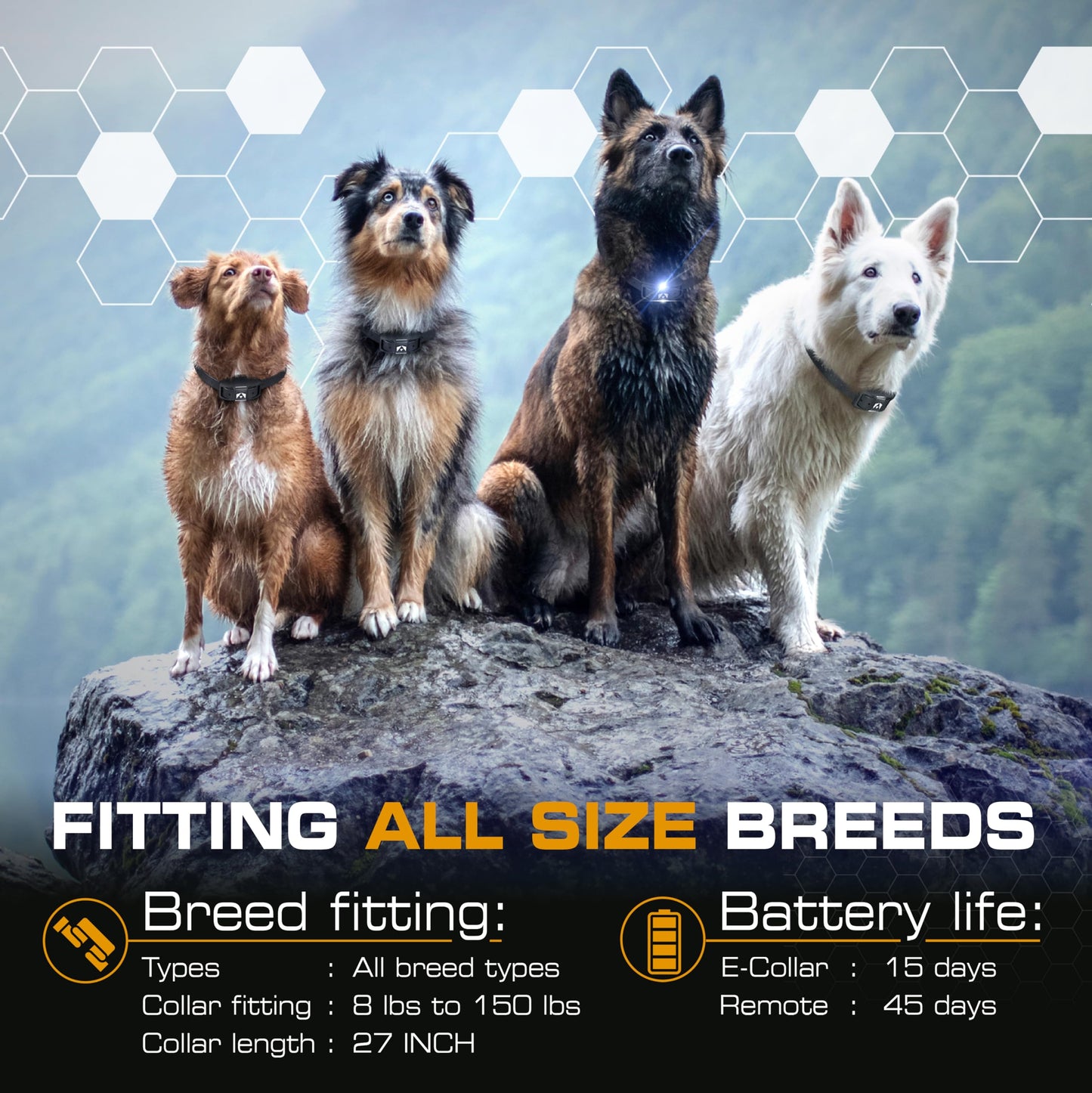 INVIROX Ultra K9 Dog Shock Collar, 124 Levels, Night Light, IP67 Waterproof