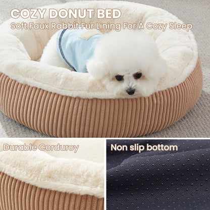 Luxury Calming Dog Bed with Soft Plush Faux Fur