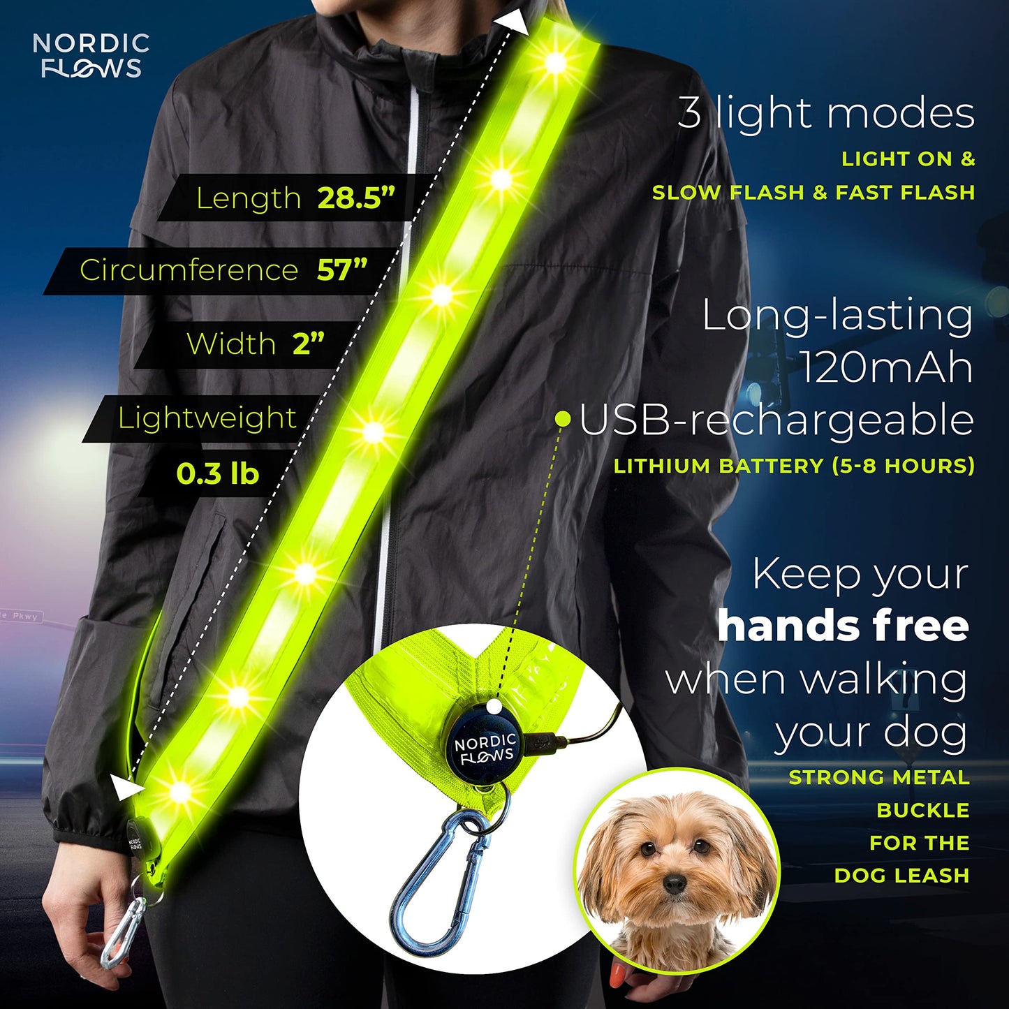 Rechargeable LED Safety Vest for Night Dog Walks